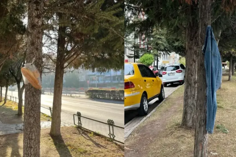 Mahallede dikkat çeken yardım: Askıya pantolon bırakıldı!