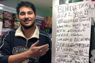 ESKART sorularından bunalan market sahibi, işyerine astığı notla gündem oldu