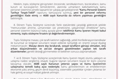 Memur-Sen Başkanlar Kurulu: "Türkiye Yüzyılı’na yakışır, 4688 sayılı Kanunu’nda ivedi reform yapılması çağrısında bulunuyoruz"
